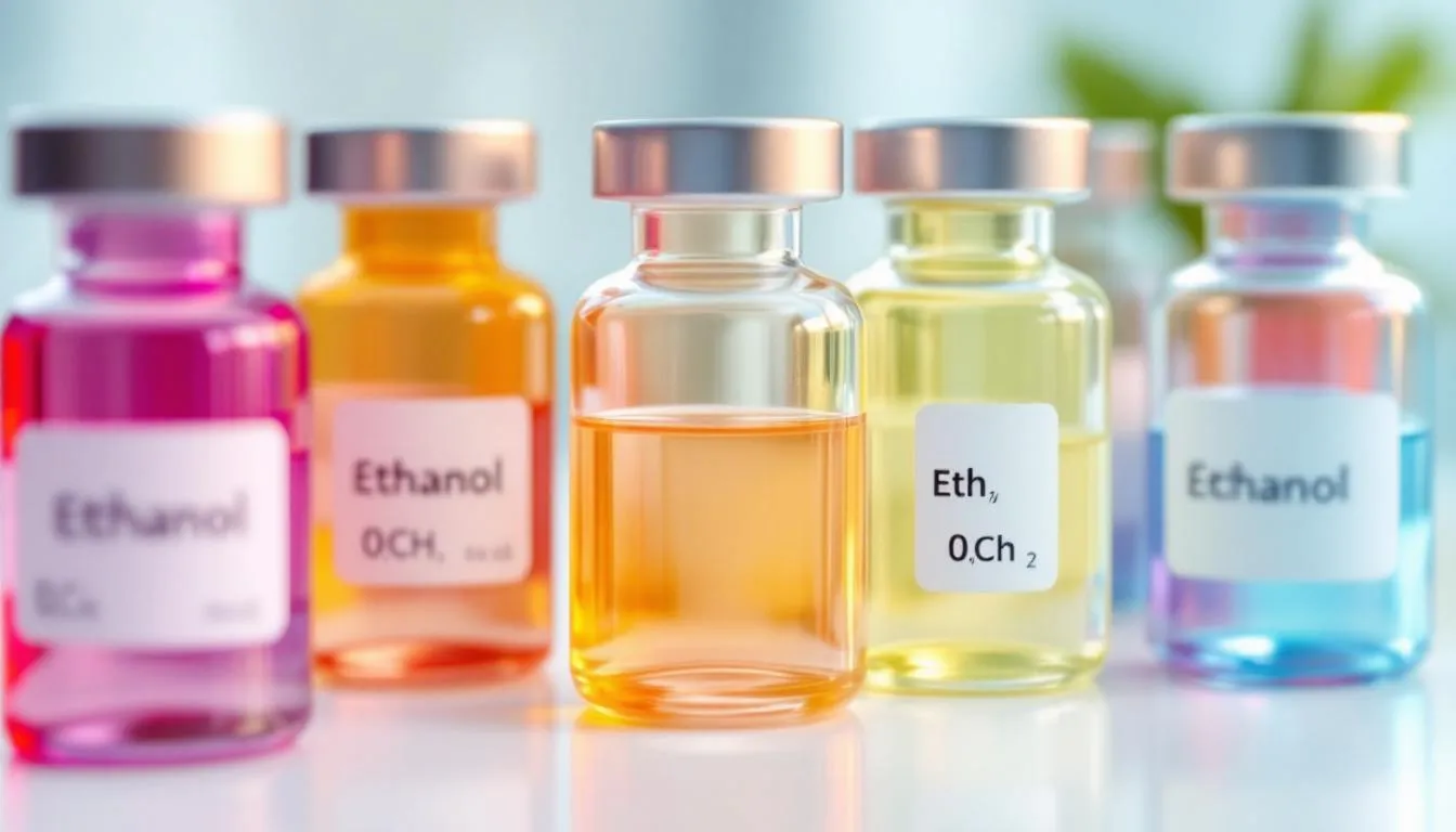 An array of medication bottles representing treatment options for alcohol abuse, with a blurred background.