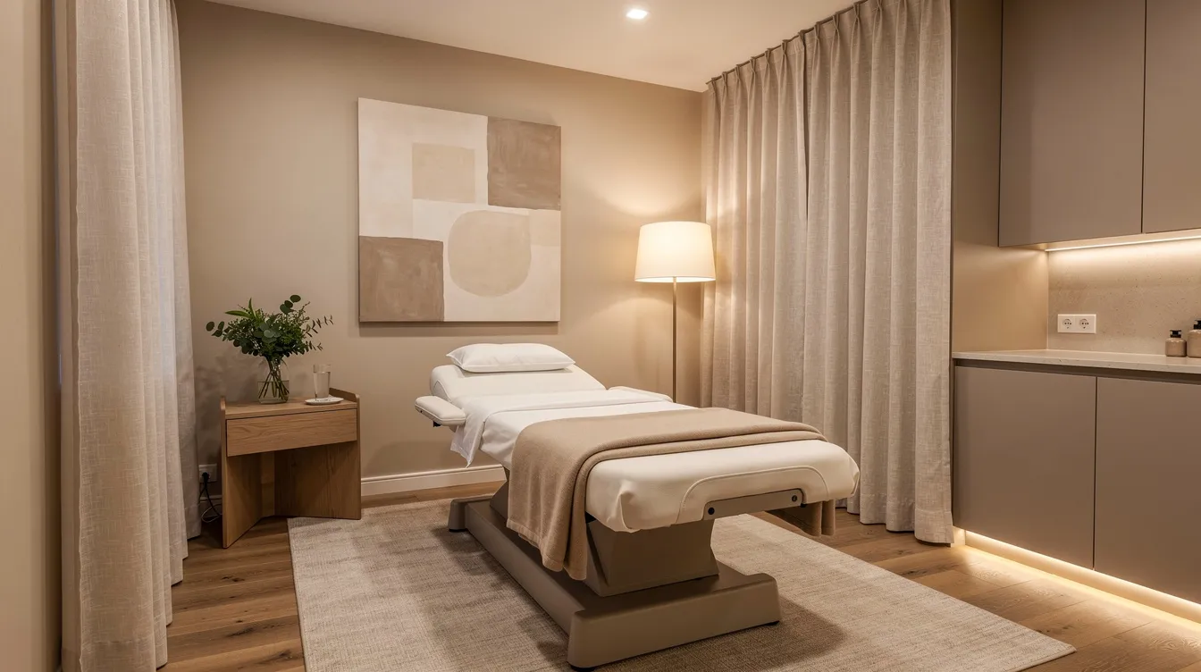 The image depicts a serene and comfortable private room designed for high-end treatment, featuring warm lighting and soothing neutral colors, creating a supportive environment for individuals experiencing symptoms of alcohol withdrawal syndrome. This tranquil space is ideal for those undergoing alcohol withdrawal treatment, promoting relaxation and recovery.