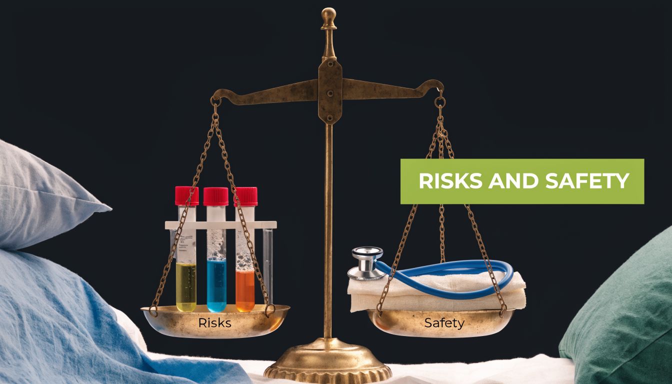 An antique balance scale featuring colorful test tubes on one side and a medical stethoscope on the other.