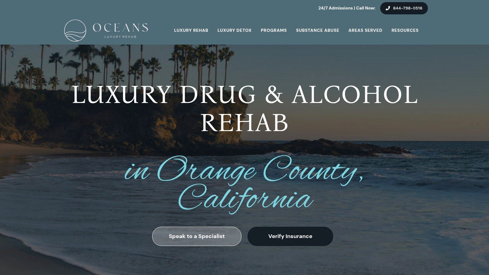 Screenshot from https://oceansluxuryrehab.com