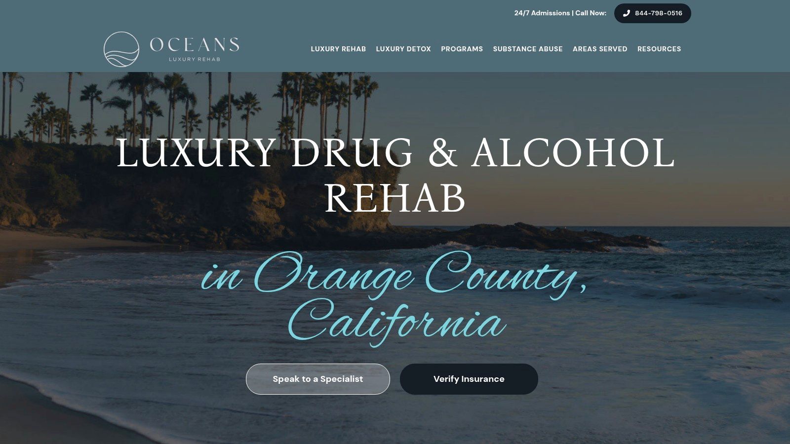 Screenshot from https://oceansluxuryrehab.com